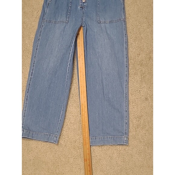 Madewell Denim Coveralls Womens M Blue Button Up LS Work Utility Boho Jumpsuit - Picture 16 of 16